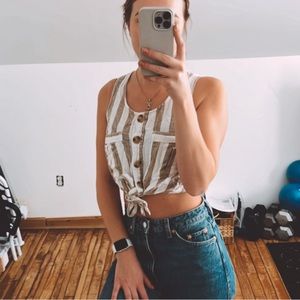 Linen Striped Boho Top